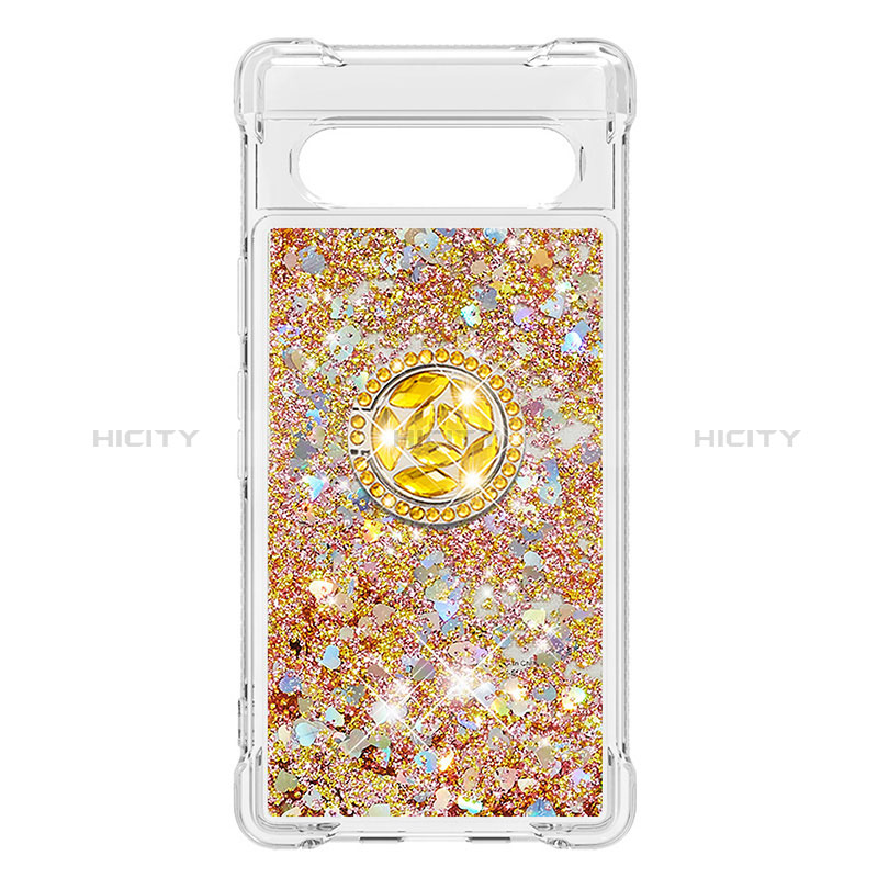 Custodia Silicone Cover Morbida Bling-Bling con Anello Supporto S03 per Google Pixel 7a 5G