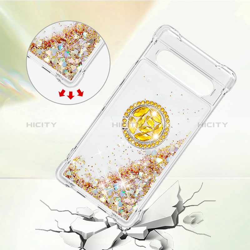 Custodia Silicone Cover Morbida Bling-Bling con Anello Supporto S03 per Google Pixel 7a 5G