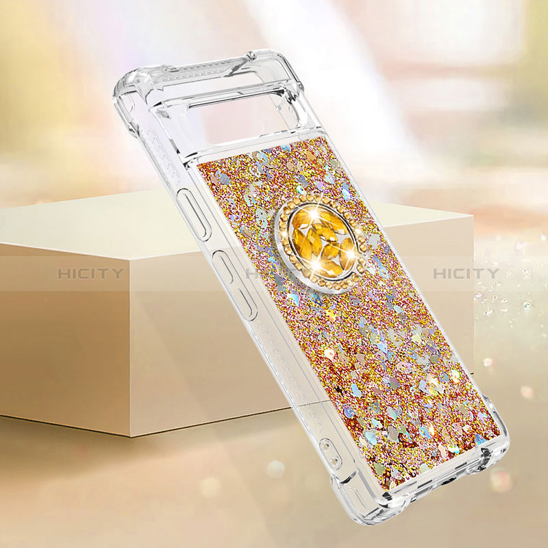 Custodia Silicone Cover Morbida Bling-Bling con Anello Supporto S03 per Google Pixel 7a 5G