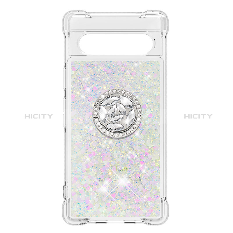 Custodia Silicone Cover Morbida Bling-Bling con Anello Supporto S03 per Google Pixel 7a 5G Rosa