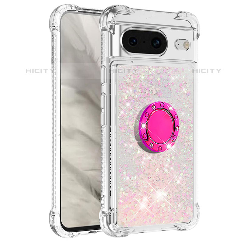 Custodia Silicone Cover Morbida Bling-Bling con Anello Supporto S03 per Google Pixel 8 5G