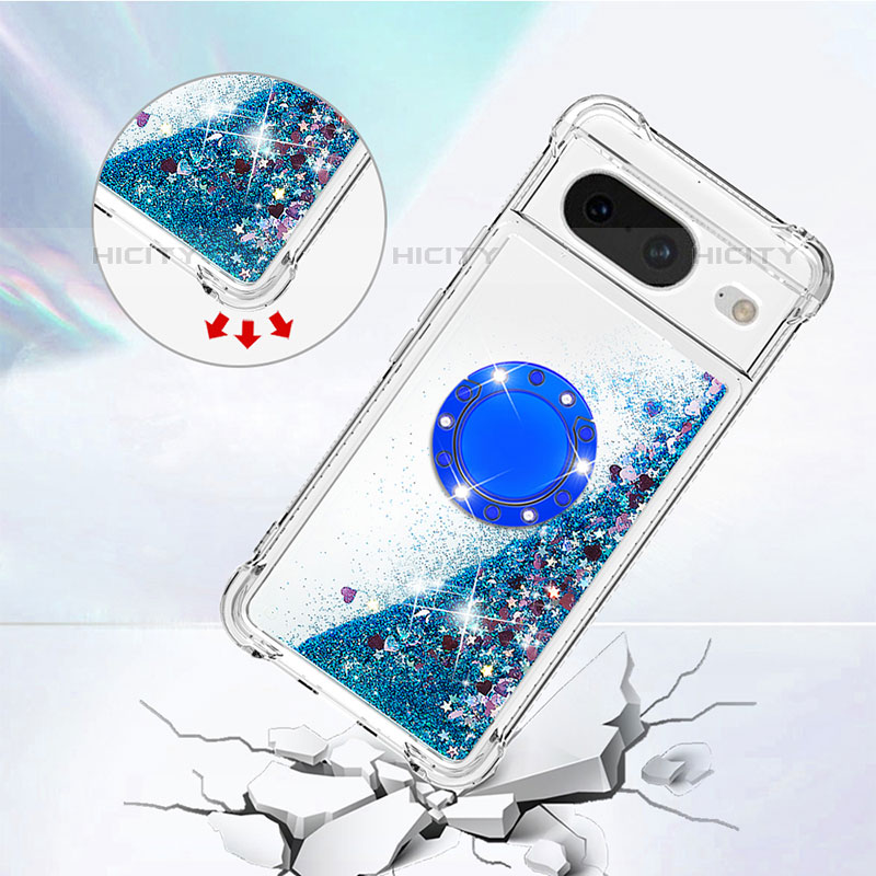 Custodia Silicone Cover Morbida Bling-Bling con Anello Supporto S03 per Google Pixel 8 5G