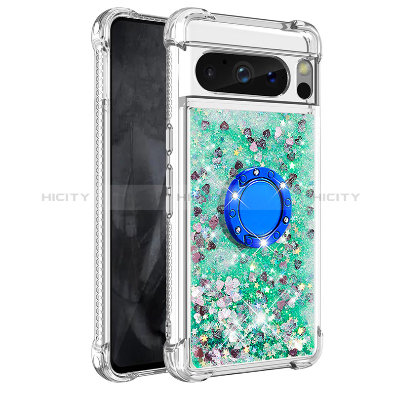 Custodia Silicone Cover Morbida Bling-Bling con Anello Supporto S03 per Google Pixel 8 Pro 5G