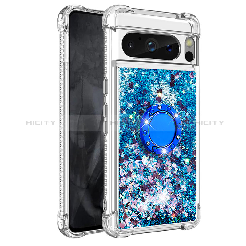 Custodia Silicone Cover Morbida Bling-Bling con Anello Supporto S03 per Google Pixel 8 Pro 5G