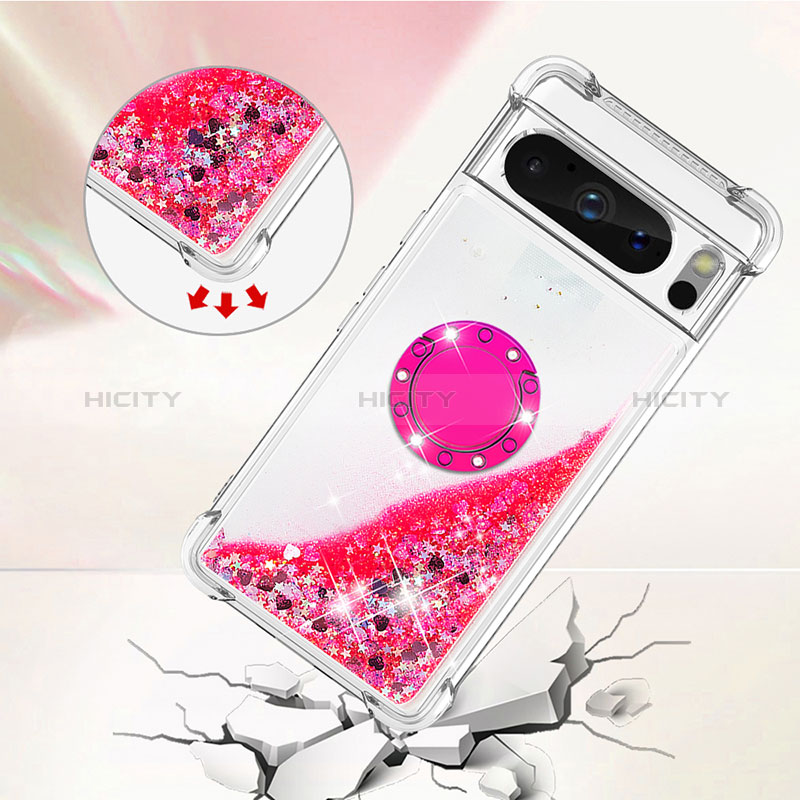 Custodia Silicone Cover Morbida Bling-Bling con Anello Supporto S03 per Google Pixel 8 Pro 5G