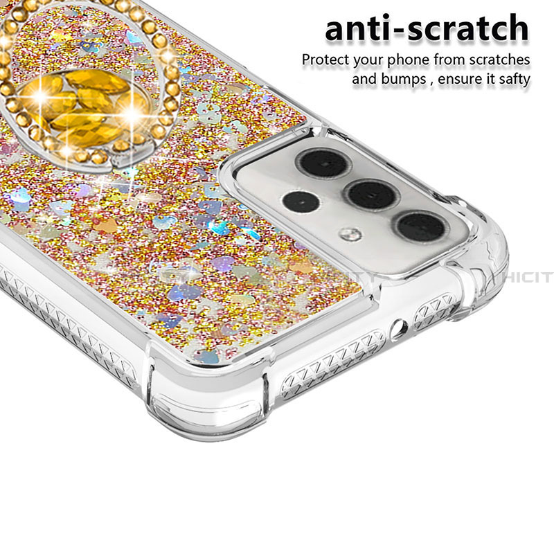 Custodia Silicone Cover Morbida Bling-Bling con Anello Supporto S03 per Samsung Galaxy A32 4G