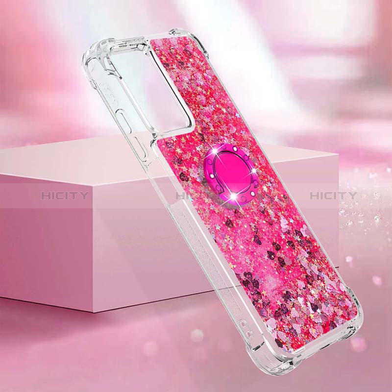 Custodia Silicone Cover Morbida Bling-Bling con Anello Supporto S03 per Xiaomi Redmi 10 5G