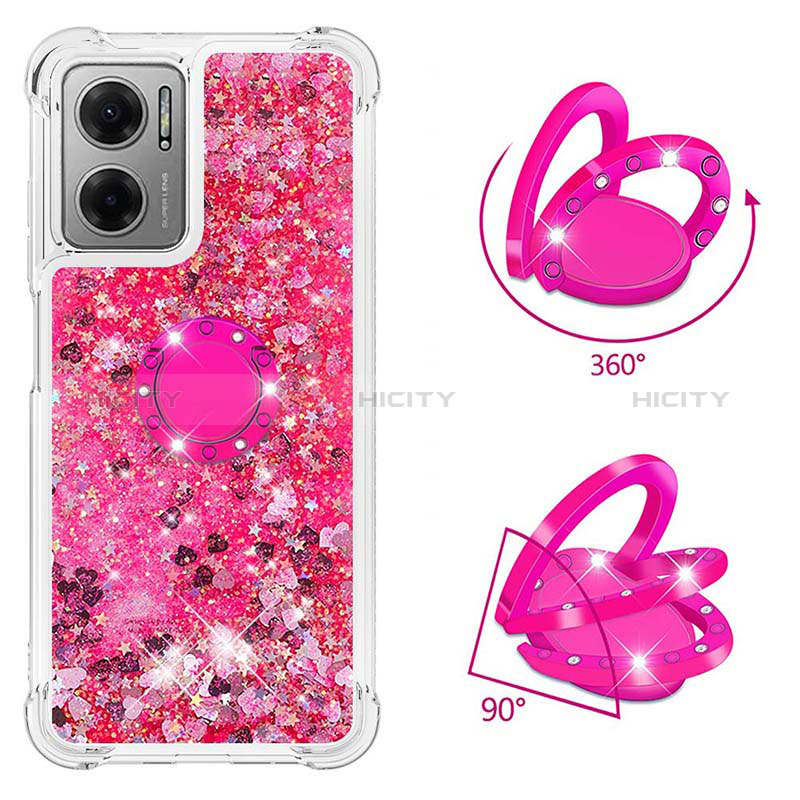 Custodia Silicone Cover Morbida Bling-Bling con Anello Supporto S03 per Xiaomi Redmi 10 5G