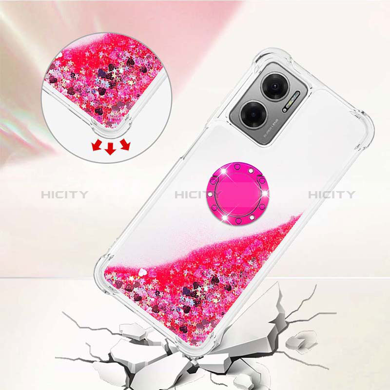 Custodia Silicone Cover Morbida Bling-Bling con Anello Supporto S03 per Xiaomi Redmi 10 5G