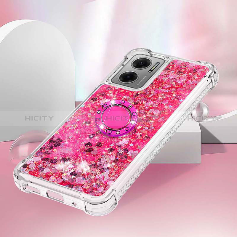 Custodia Silicone Cover Morbida Bling-Bling con Anello Supporto S03 per Xiaomi Redmi 10 5G