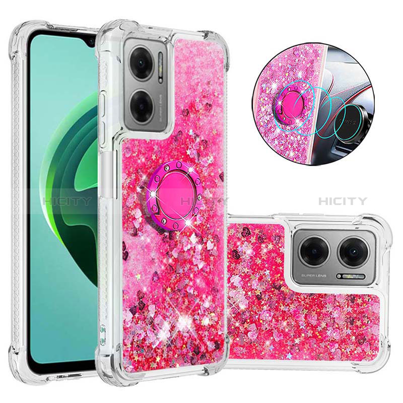 Custodia Silicone Cover Morbida Bling-Bling con Anello Supporto S03 per Xiaomi Redmi 11 Prime 5G