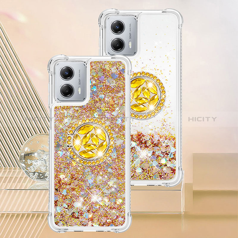 Custodia Silicone Cover Morbida Bling-Bling con Anello Supporto YB1 per Motorola Moto G 5G (2023)