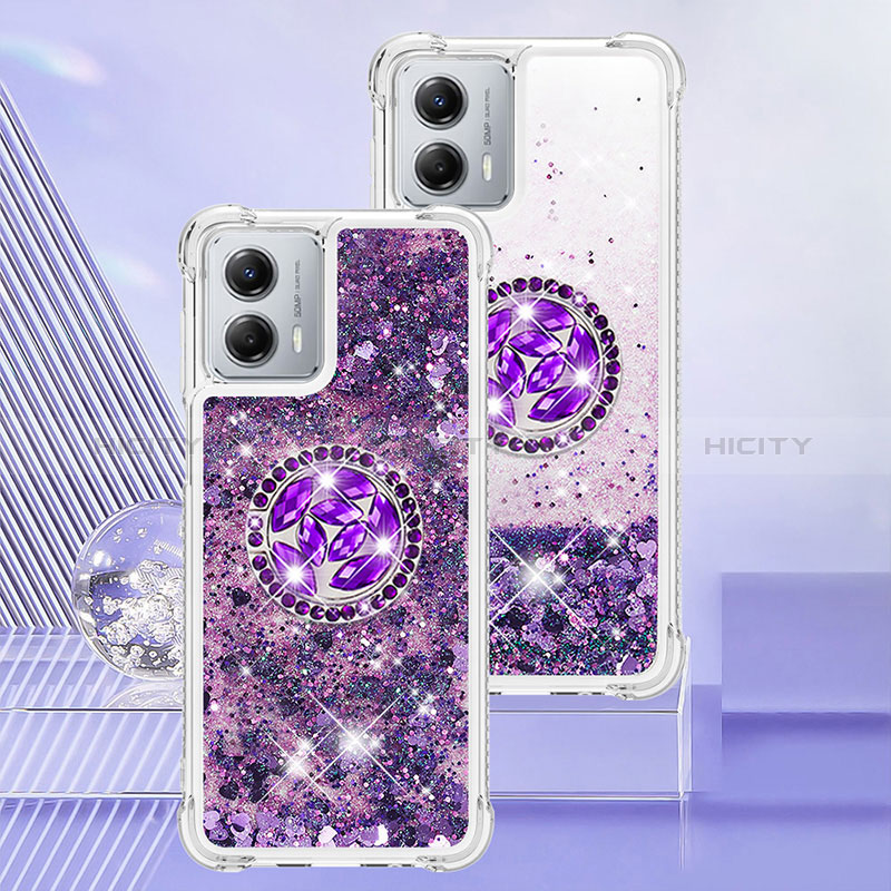 Custodia Silicone Cover Morbida Bling-Bling con Anello Supporto YB1 per Motorola Moto G 5G (2023)