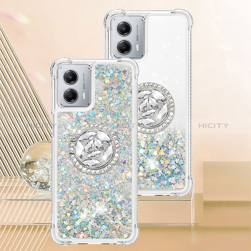 Custodia Silicone Cover Morbida Bling-Bling con Anello Supporto YB1 per Motorola Moto G 5G (2023)