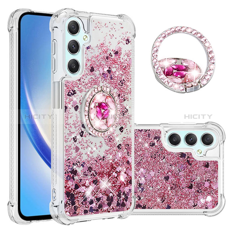 Custodia Silicone Cover Morbida Bling-Bling con Anello Supporto YB1 per Samsung Galaxy A24 4G