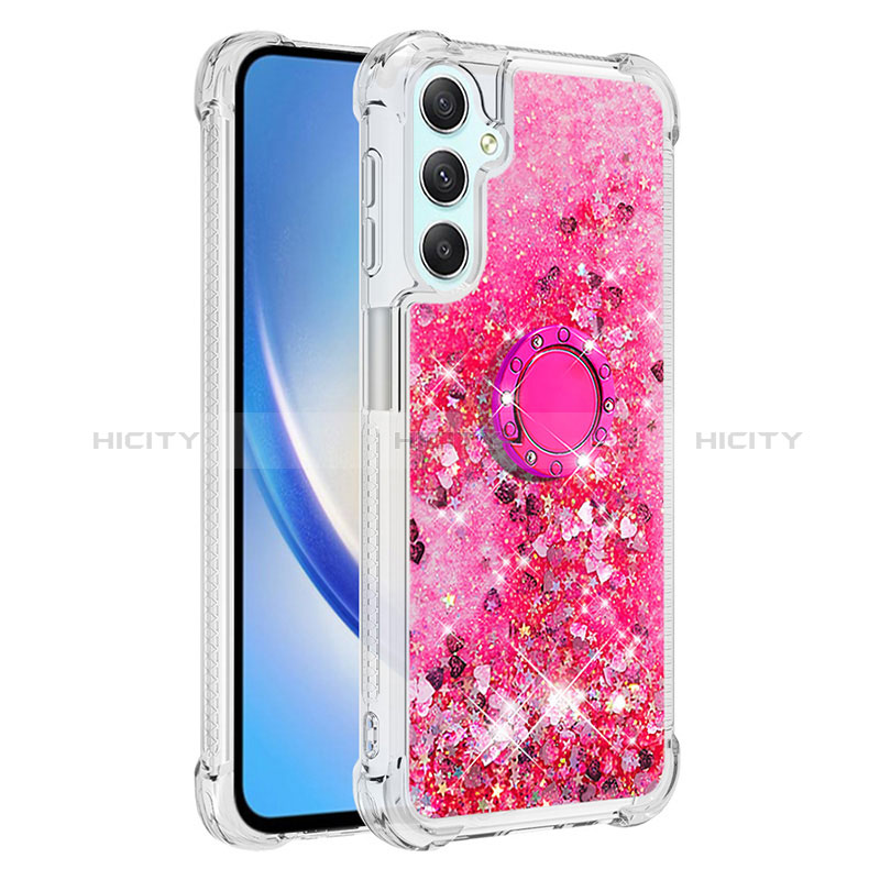 Custodia Silicone Cover Morbida Bling-Bling con Anello Supporto YB1 per Samsung Galaxy A24 4G