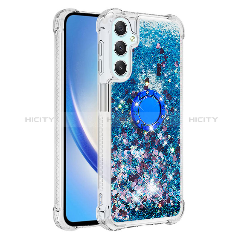 Custodia Silicone Cover Morbida Bling-Bling con Anello Supporto YB1 per Samsung Galaxy A24 4G