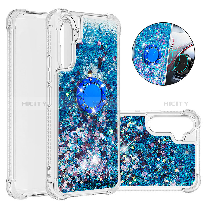 Custodia Silicone Cover Morbida Bling-Bling con Anello Supporto YB1 per Samsung Galaxy A34 5G