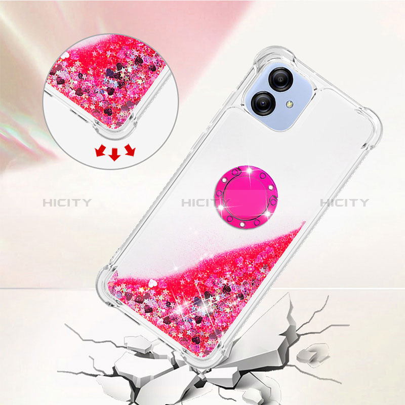 Custodia Silicone Cover Morbida Bling-Bling con Anello Supporto YB1 per Samsung Galaxy F04