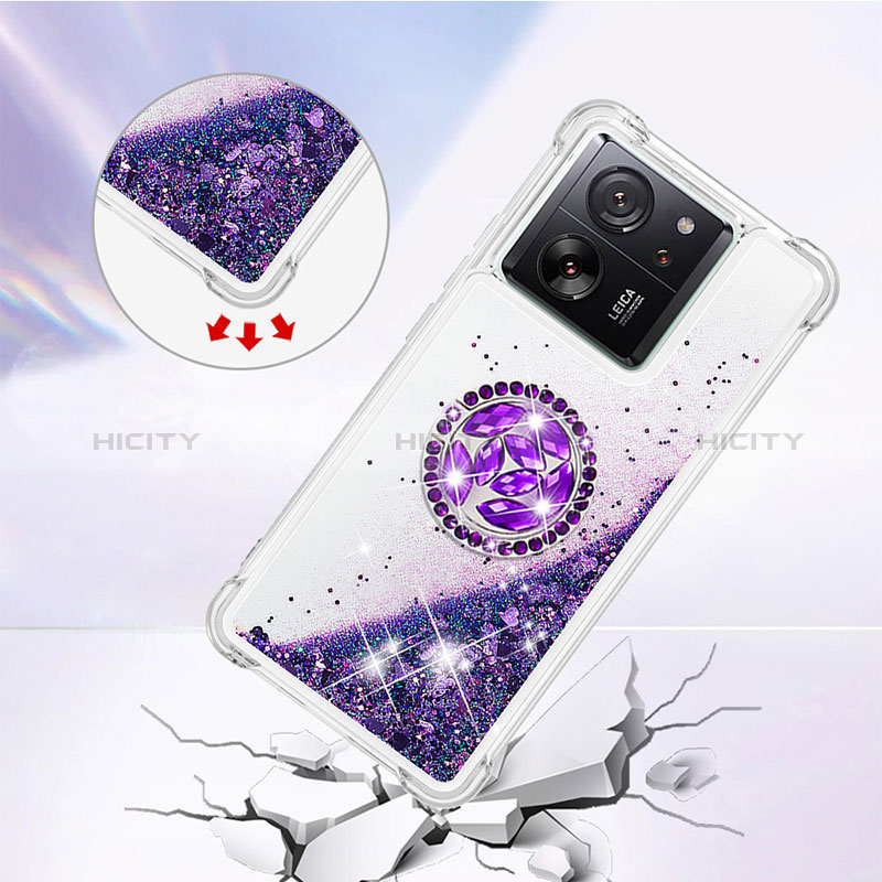 Custodia Silicone Cover Morbida Bling-Bling con Anello Supporto YB1 per Xiaomi Mi 13T Pro 5G