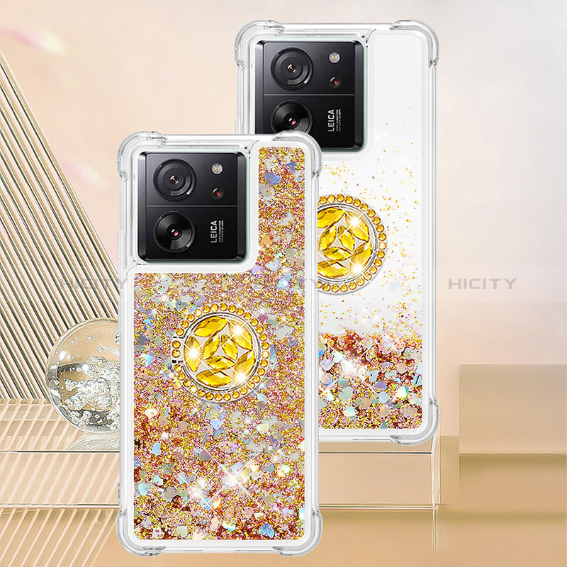 Custodia Silicone Cover Morbida Bling-Bling con Anello Supporto YB1 per Xiaomi Mi 13T Pro 5G