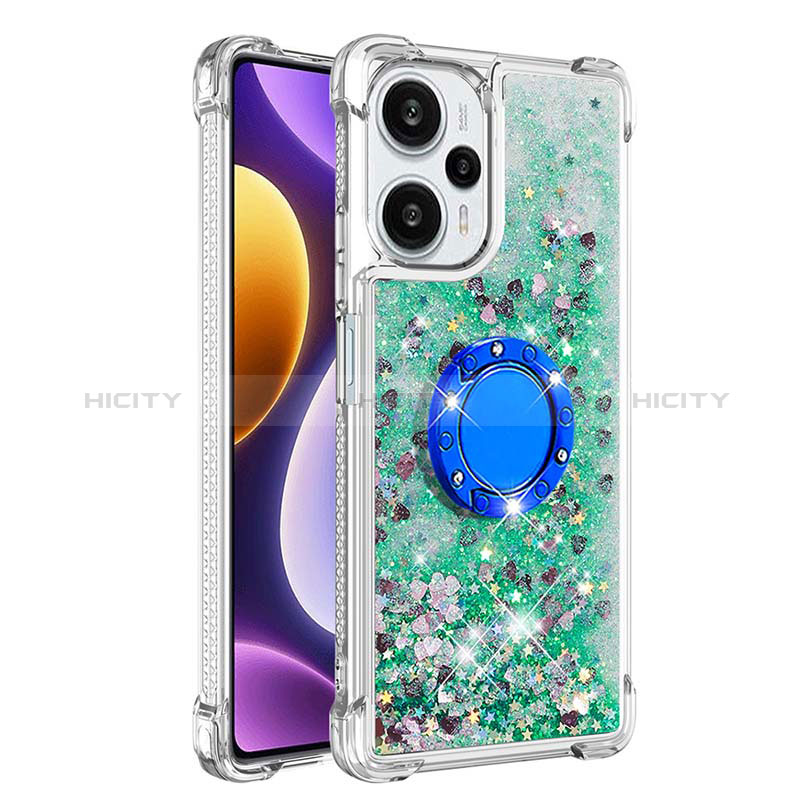 Custodia Silicone Cover Morbida Bling-Bling con Anello Supporto YB1 per Xiaomi Poco F5 5G