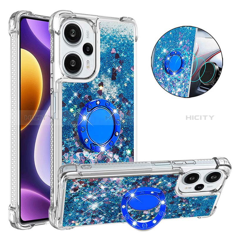 Custodia Silicone Cover Morbida Bling-Bling con Anello Supporto YB1 per Xiaomi Redmi Note 12 Turbo 5G