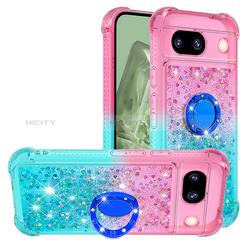 Custodia Silicone Cover Morbida Bling-Bling con Anello Supporto YB2 per Google Pixel 8a 5G