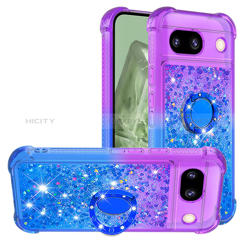 Custodia Silicone Cover Morbida Bling-Bling con Anello Supporto YB2 per Google Pixel 8a 5G