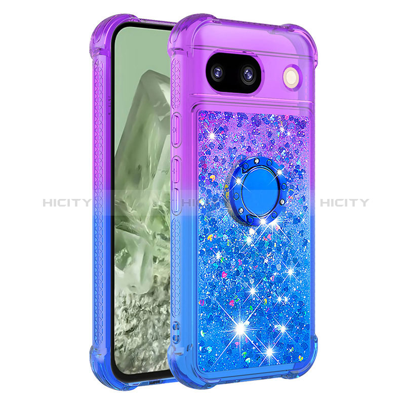 Custodia Silicone Cover Morbida Bling-Bling con Anello Supporto YB2 per Google Pixel 8a 5G