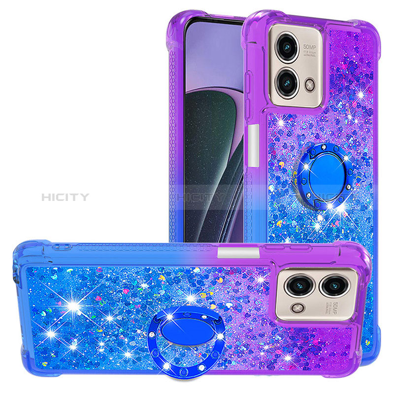 Custodia Silicone Cover Morbida Bling-Bling con Anello Supporto YB2 per Motorola Moto G Stylus (2023) 5G Viola