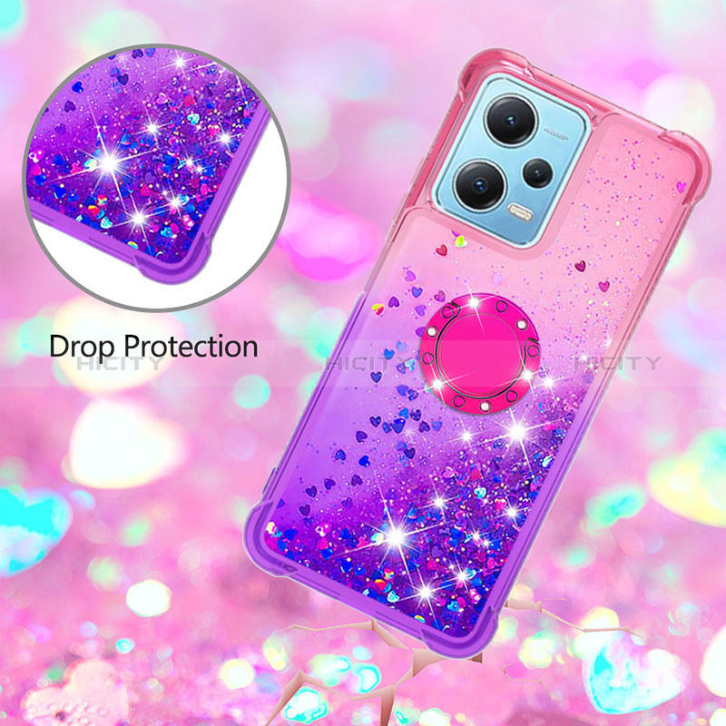 Custodia Silicone Cover Morbida Bling-Bling con Anello Supporto YB2 per Xiaomi Poco X5 5G