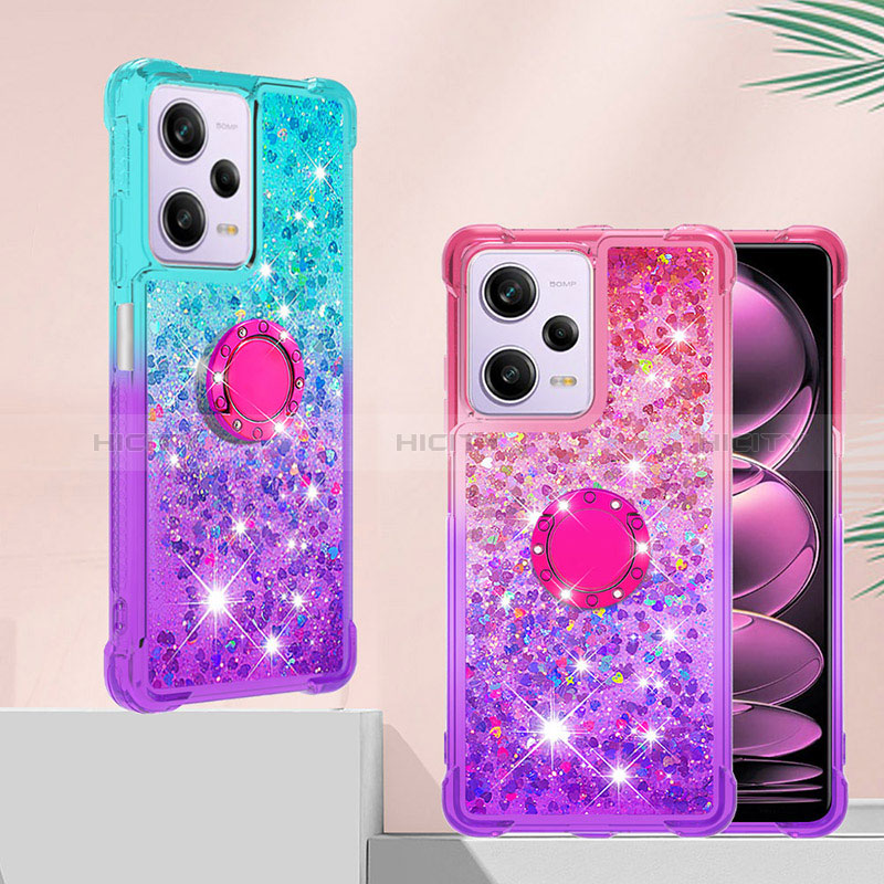 Custodia Silicone Cover Morbida Bling-Bling con Anello Supporto YB2 per Xiaomi Redmi Note 12 Pro 5G