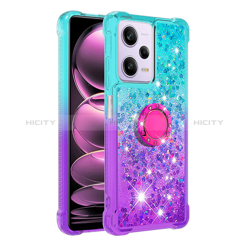 Custodia Silicone Cover Morbida Bling-Bling con Anello Supporto YB2 per Xiaomi Redmi Note 12 Pro 5G