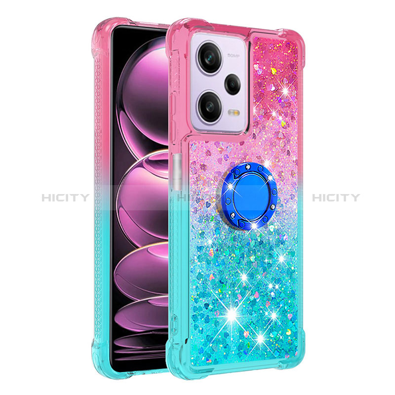 Custodia Silicone Cover Morbida Bling-Bling con Anello Supporto YB2 per Xiaomi Redmi Note 12 Pro 5G