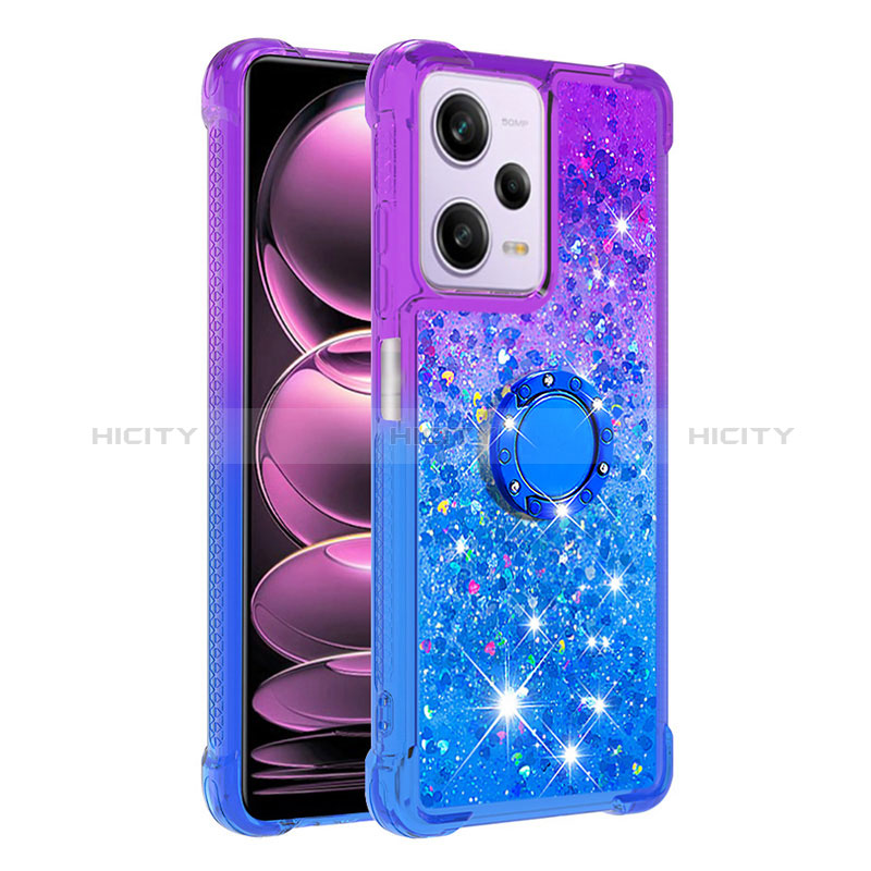 Custodia Silicone Cover Morbida Bling-Bling con Anello Supporto YB2 per Xiaomi Redmi Note 12 Pro 5G