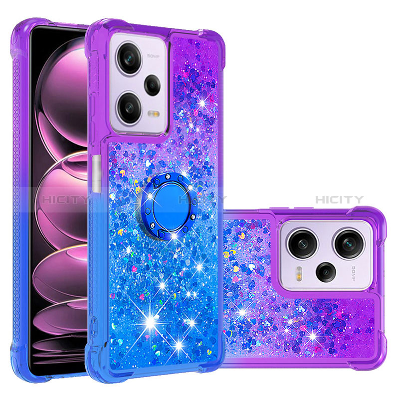 Custodia Silicone Cover Morbida Bling-Bling con Anello Supporto YB2 per Xiaomi Redmi Note 12 Pro 5G