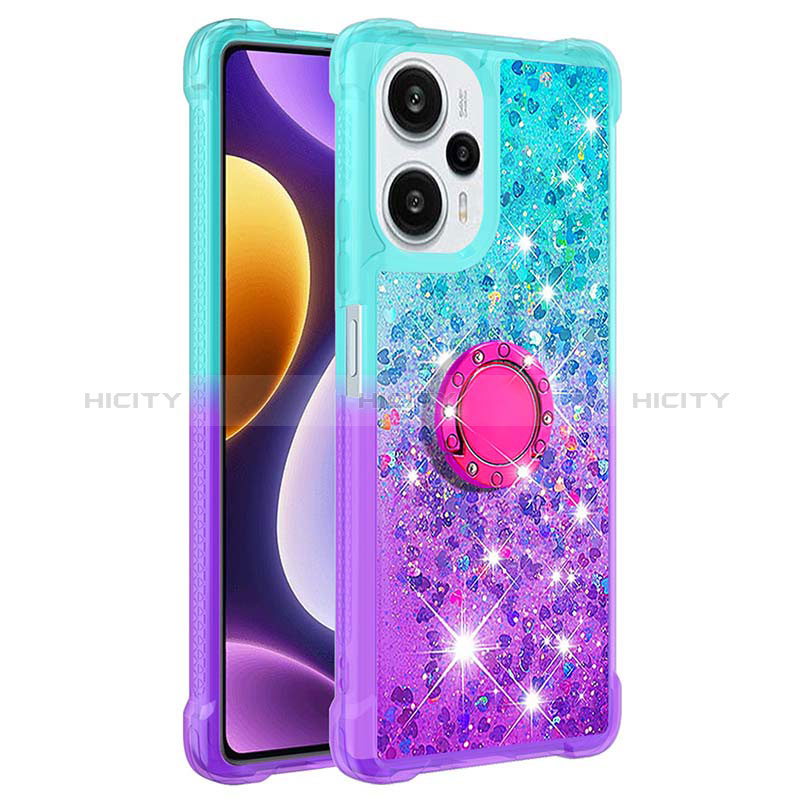 Custodia Silicone Cover Morbida Bling-Bling con Anello Supporto YB2 per Xiaomi Redmi Note 12 Turbo 5G