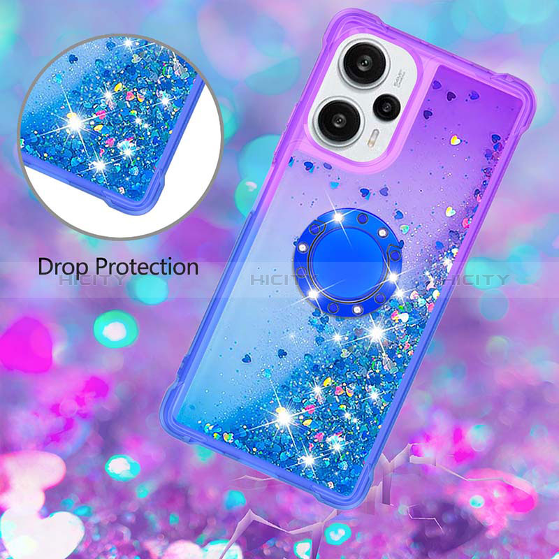 Custodia Silicone Cover Morbida Bling-Bling con Anello Supporto YB2 per Xiaomi Redmi Note 12 Turbo 5G