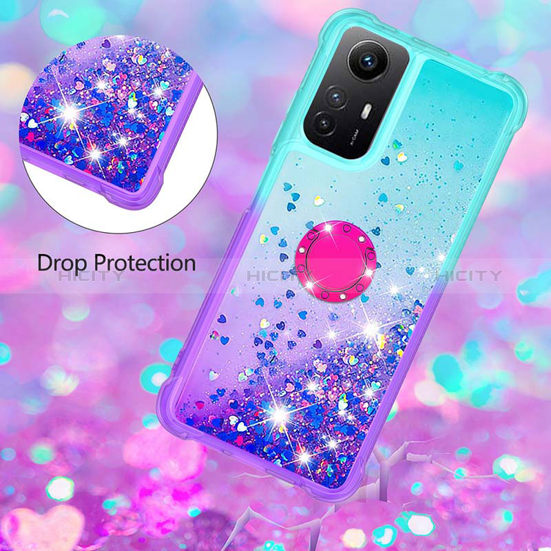 Custodia Silicone Cover Morbida Bling-Bling con Anello Supporto YB2 per Xiaomi Redmi Note 12S