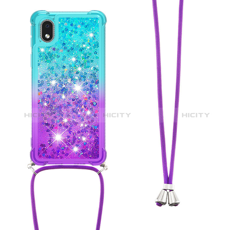 Custodia Silicone Cover Morbida Bling-Bling con Cinghia Cordino Mano S01 per Samsung Galaxy A01 Core