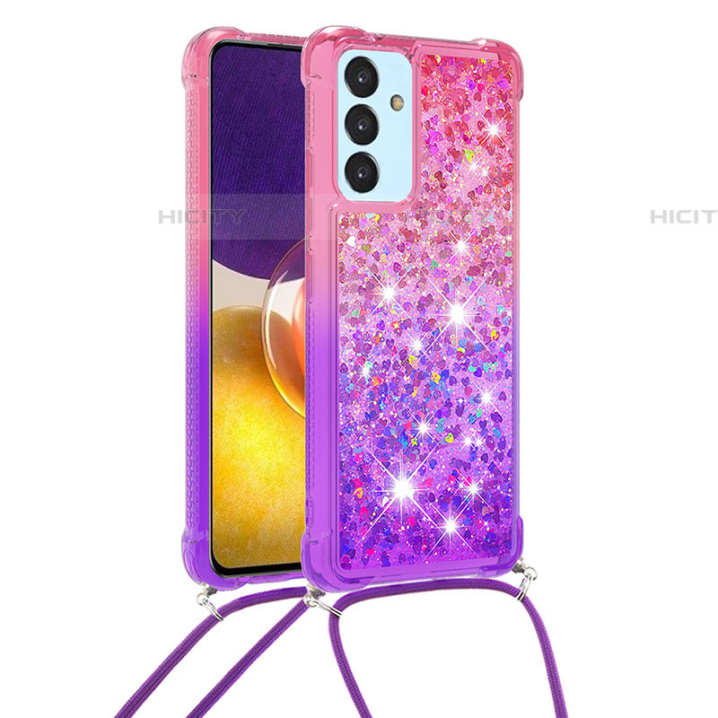 Custodia Silicone Cover Morbida Bling-Bling con Cinghia Cordino Mano S01 per Samsung Galaxy A05s