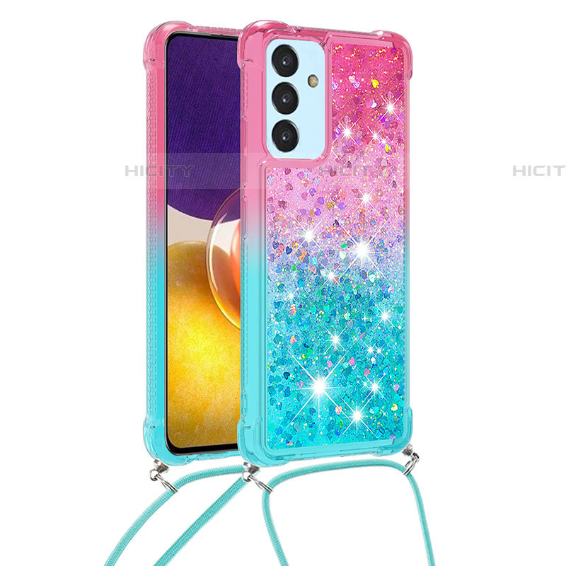 Custodia Silicone Cover Morbida Bling-Bling con Cinghia Cordino Mano S01 per Samsung Galaxy A05s