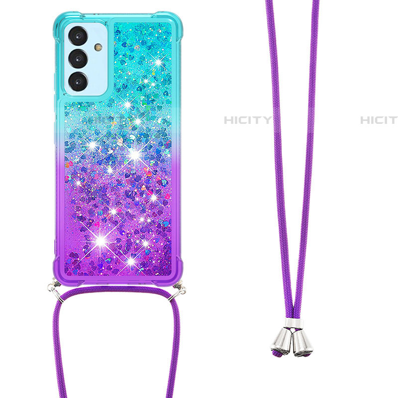 Custodia Silicone Cover Morbida Bling-Bling con Cinghia Cordino Mano S01 per Samsung Galaxy A05s