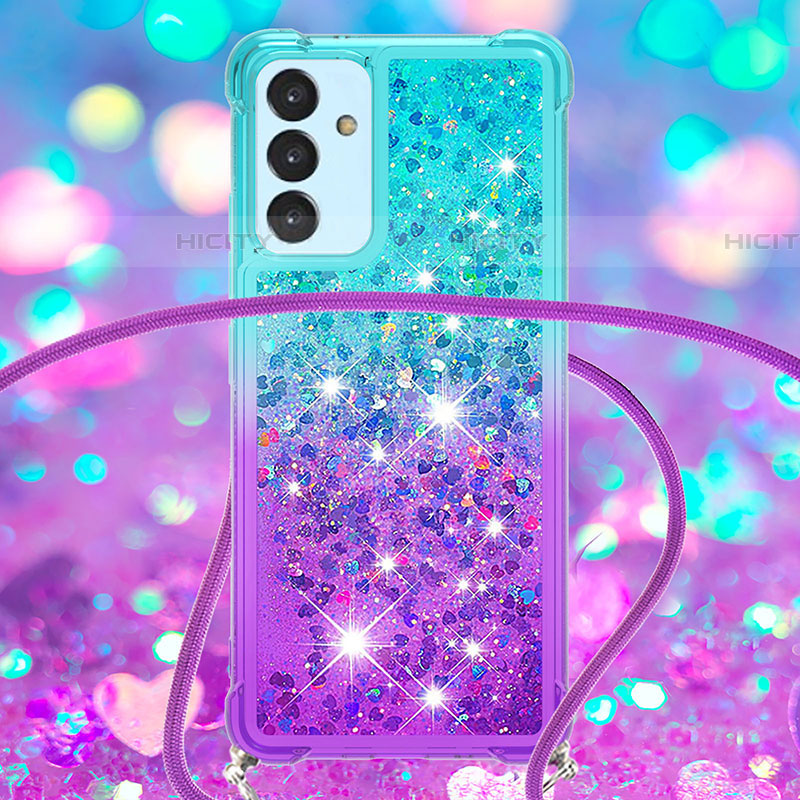 Custodia Silicone Cover Morbida Bling-Bling con Cinghia Cordino Mano S01 per Samsung Galaxy A05s