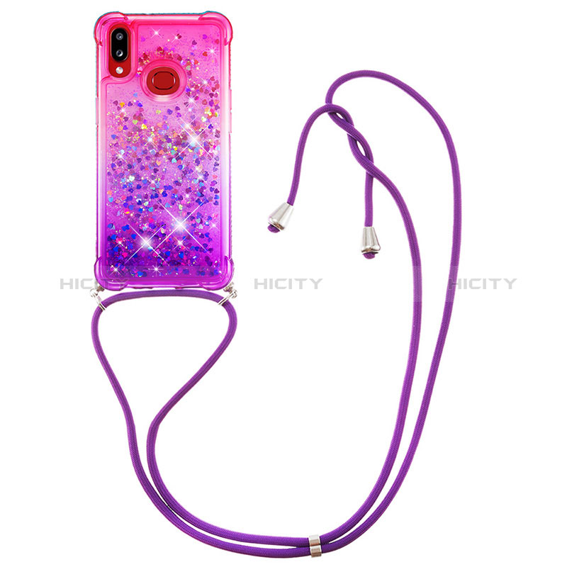 Custodia Silicone Cover Morbida Bling-Bling con Cinghia Cordino Mano S01 per Samsung Galaxy A10s