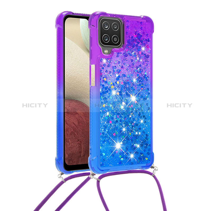 Custodia Silicone Cover Morbida Bling-Bling con Cinghia Cordino Mano S01 per Samsung Galaxy A12