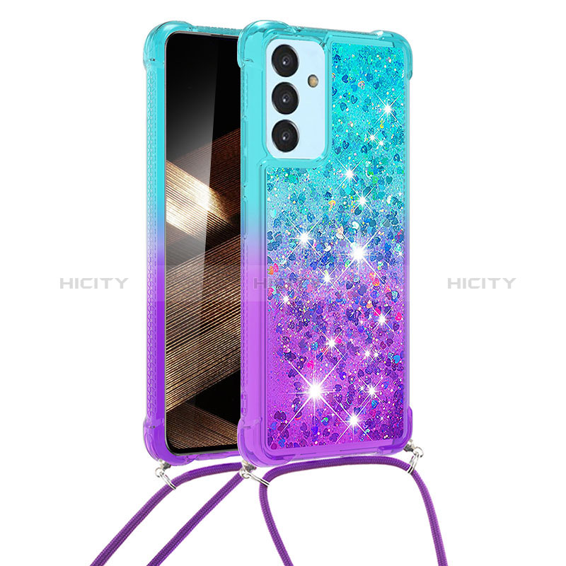 Custodia Silicone Cover Morbida Bling-Bling con Cinghia Cordino Mano S01 per Samsung Galaxy A15 LTE