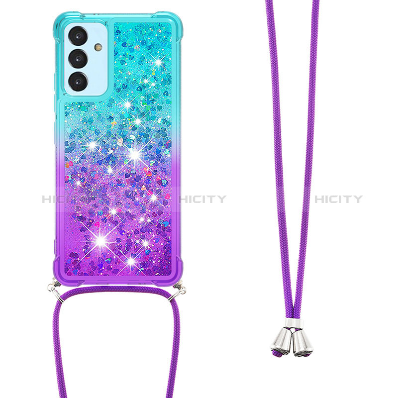 Custodia Silicone Cover Morbida Bling-Bling con Cinghia Cordino Mano S01 per Samsung Galaxy A15 LTE