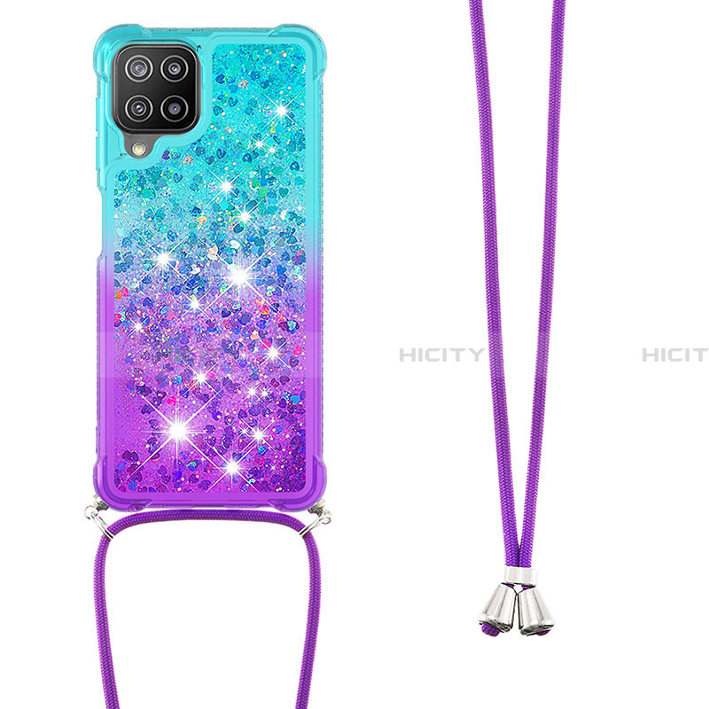 Custodia Silicone Cover Morbida Bling-Bling con Cinghia Cordino Mano S01 per Samsung Galaxy A22 4G